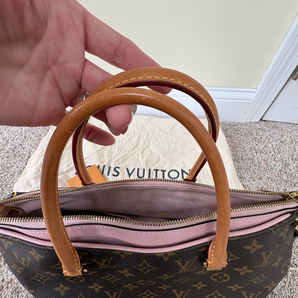 Louis Vuitton pink ballerine pink Brown Monogram Handbag Pallas VGUC - Picture 9 of 17